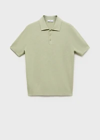 Ribbed knit polo shirt