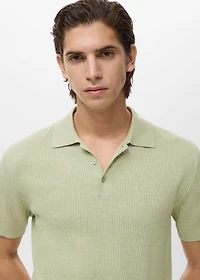 Ribbed knit polo shirt