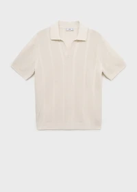 Knitted cotton polo shirt with lace pattern