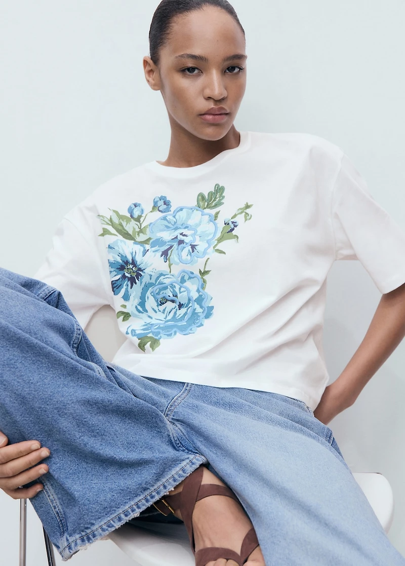 Floral-print cotton t-shirt