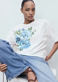 Floral-print cotton t-shirt