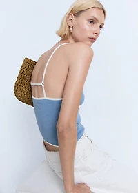 Knitted top with contrasting trim