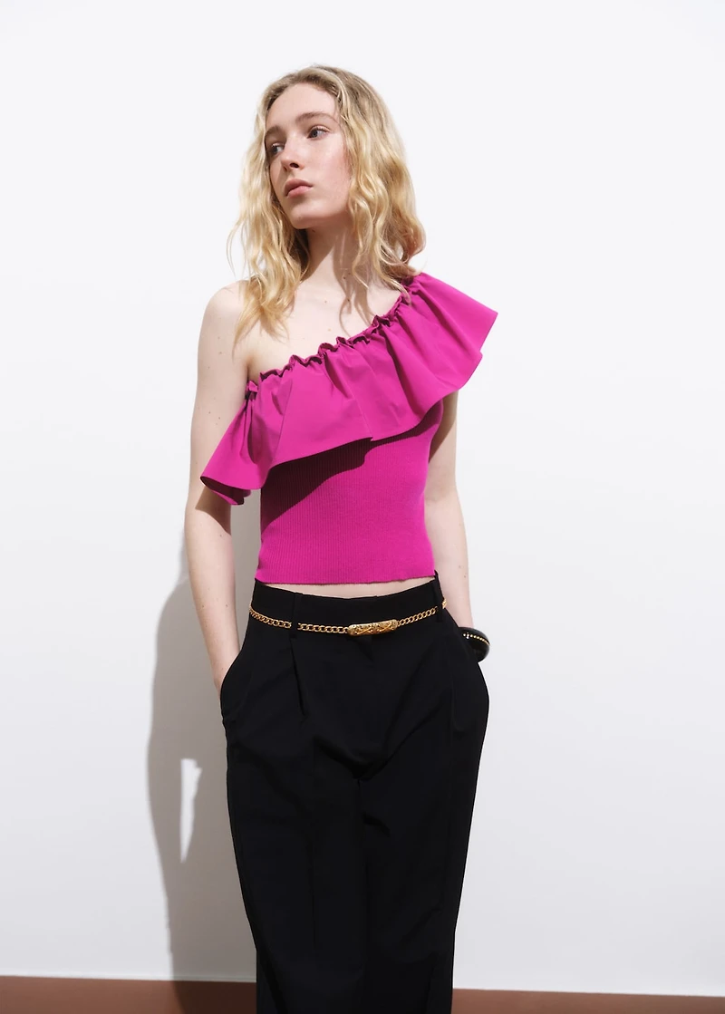 Asymmetrical top combined fabric