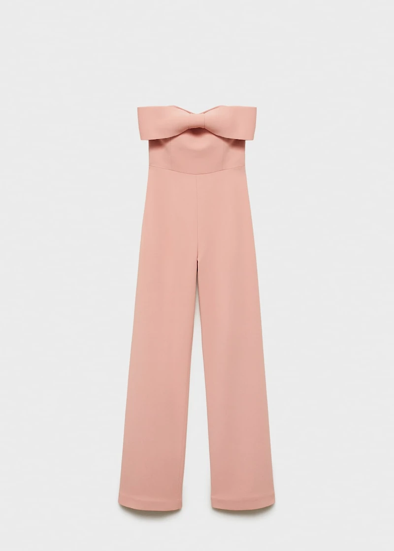 Strapless jumpsuit with bow neckline
