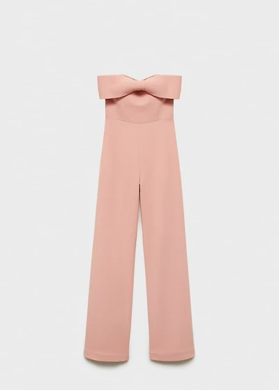 Strapless jumpsuit with bow neckline