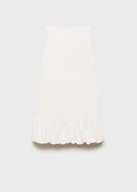 Denim dress with puffed hem