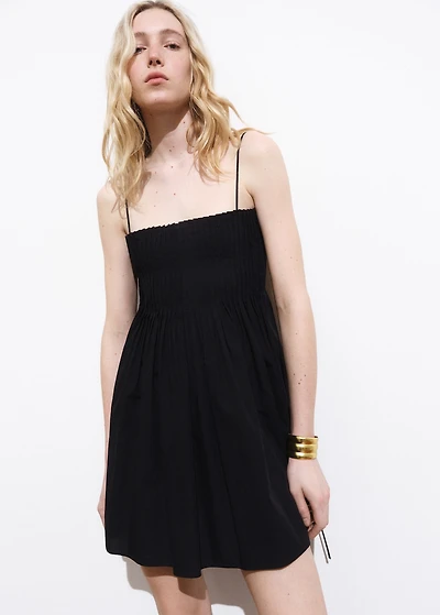 Cotton dress with pleats