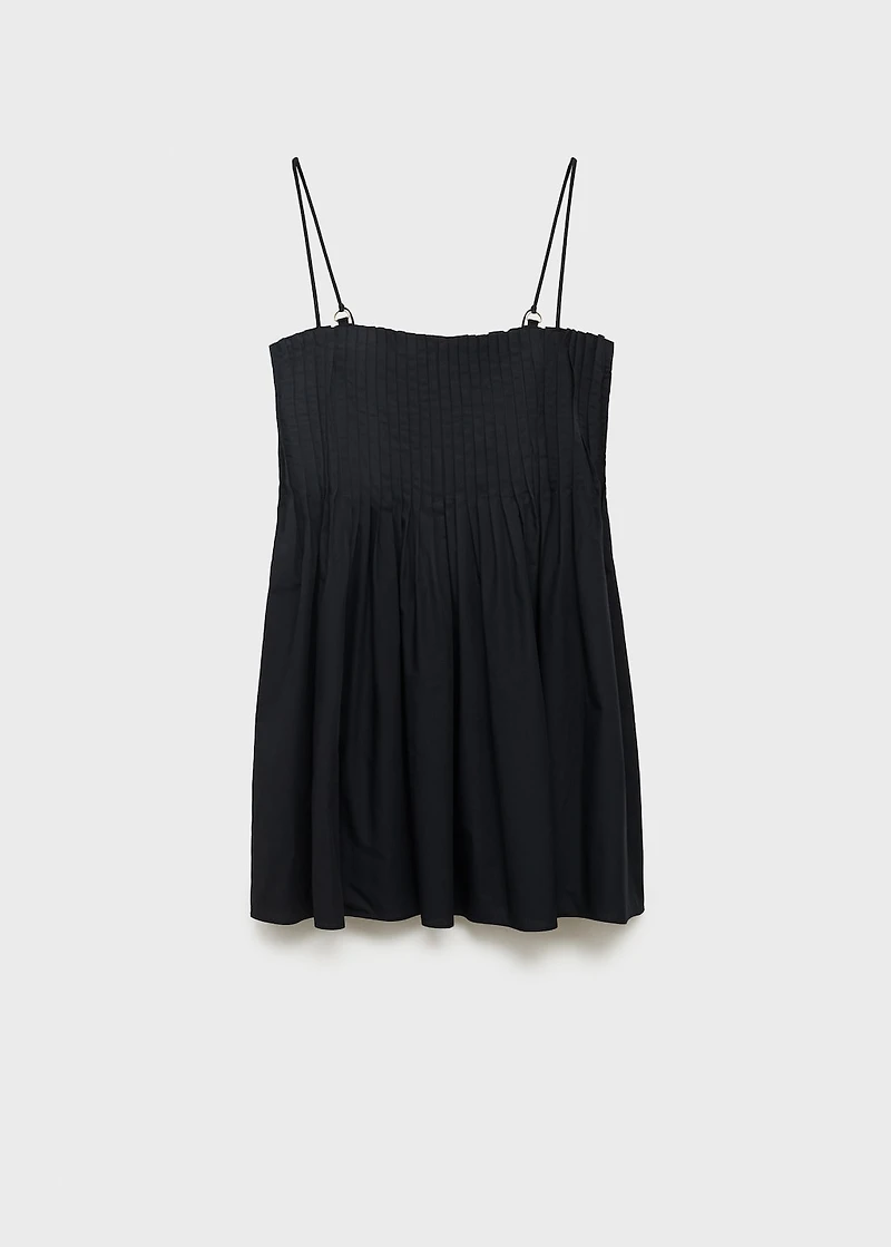 Cotton dress with pleats