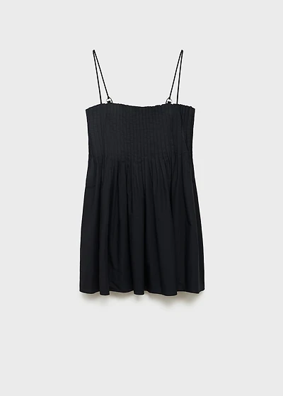 Cotton dress with pleats