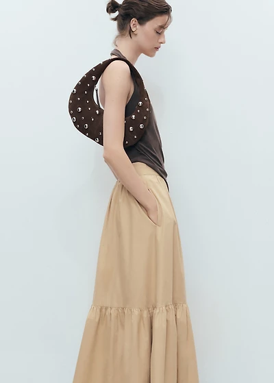 Long cotton A-line skirt