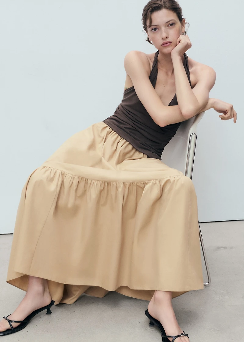 Long cotton A-line skirt