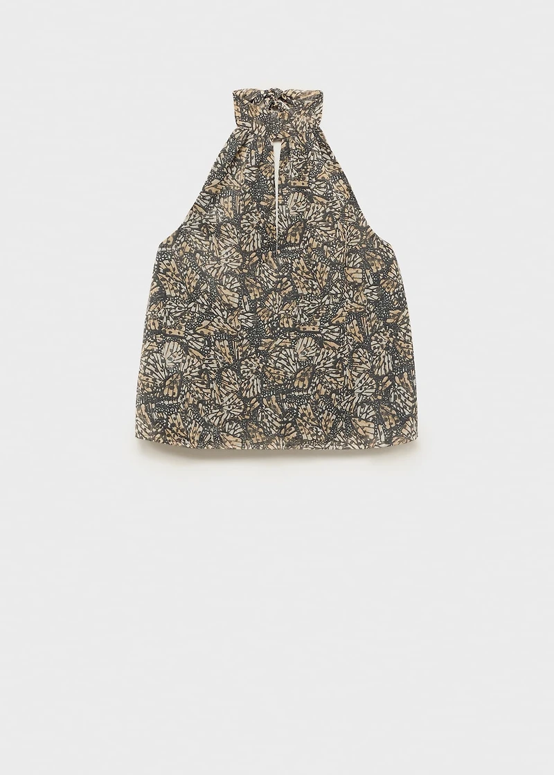 Halter-neck printed top