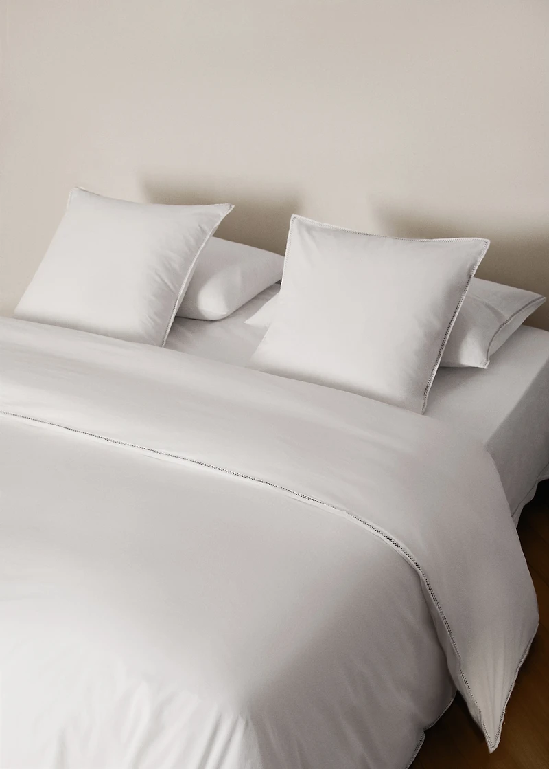Washed percale cotton duvet cover with zigzag stitching for cm bed