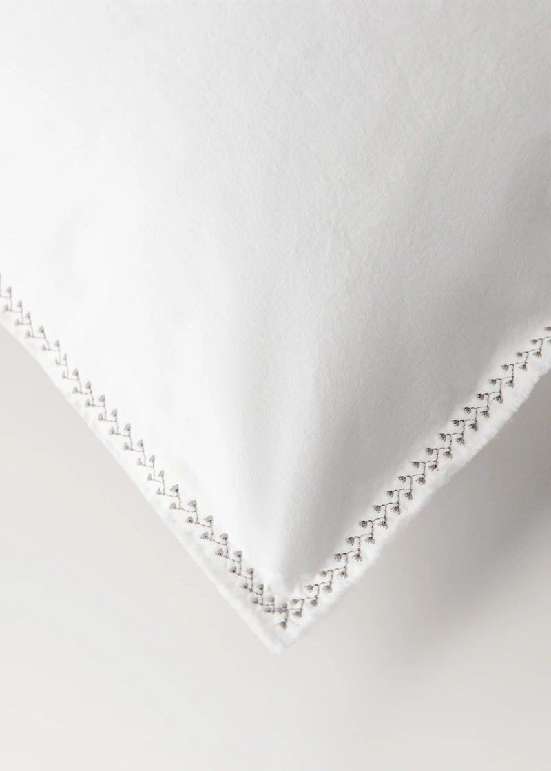 Washed percale cotton duvet cover with zigzag stitching for 180/200 cm bed