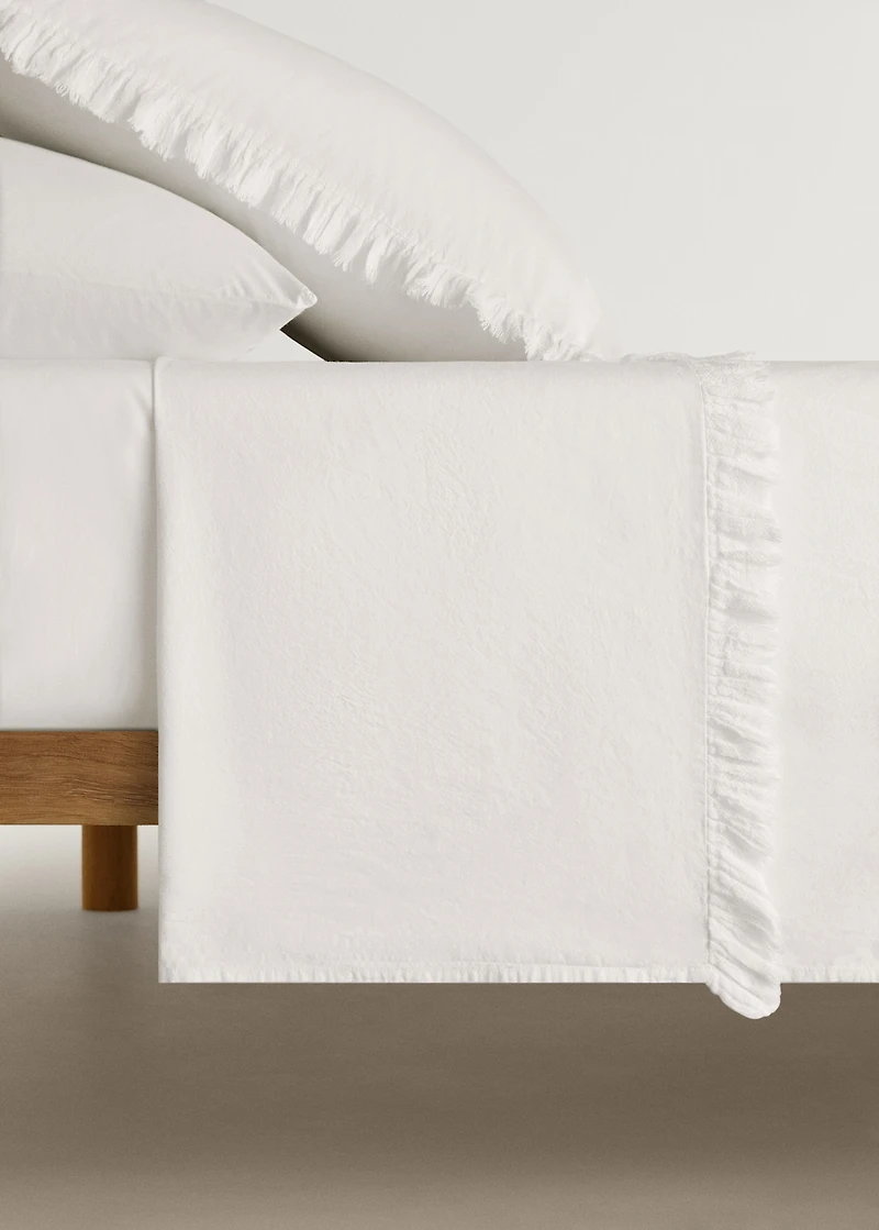 Percale cotton top sheet with gauze ruffle for 90 cm bed