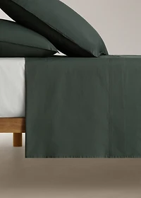 Poplin cotton double-stitched top sheet for 180/200 cm bed