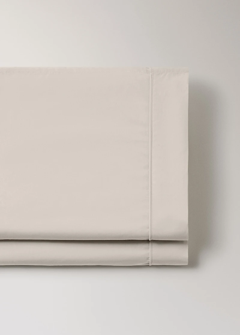 500-thread count cotton percale top sheet with rounded piping detail for 90cm bed