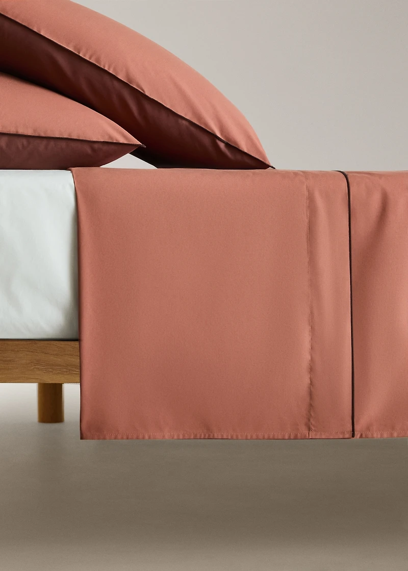 200-thread count percale cotton top sheet with contrasting overlock for 135/140 cm bed
