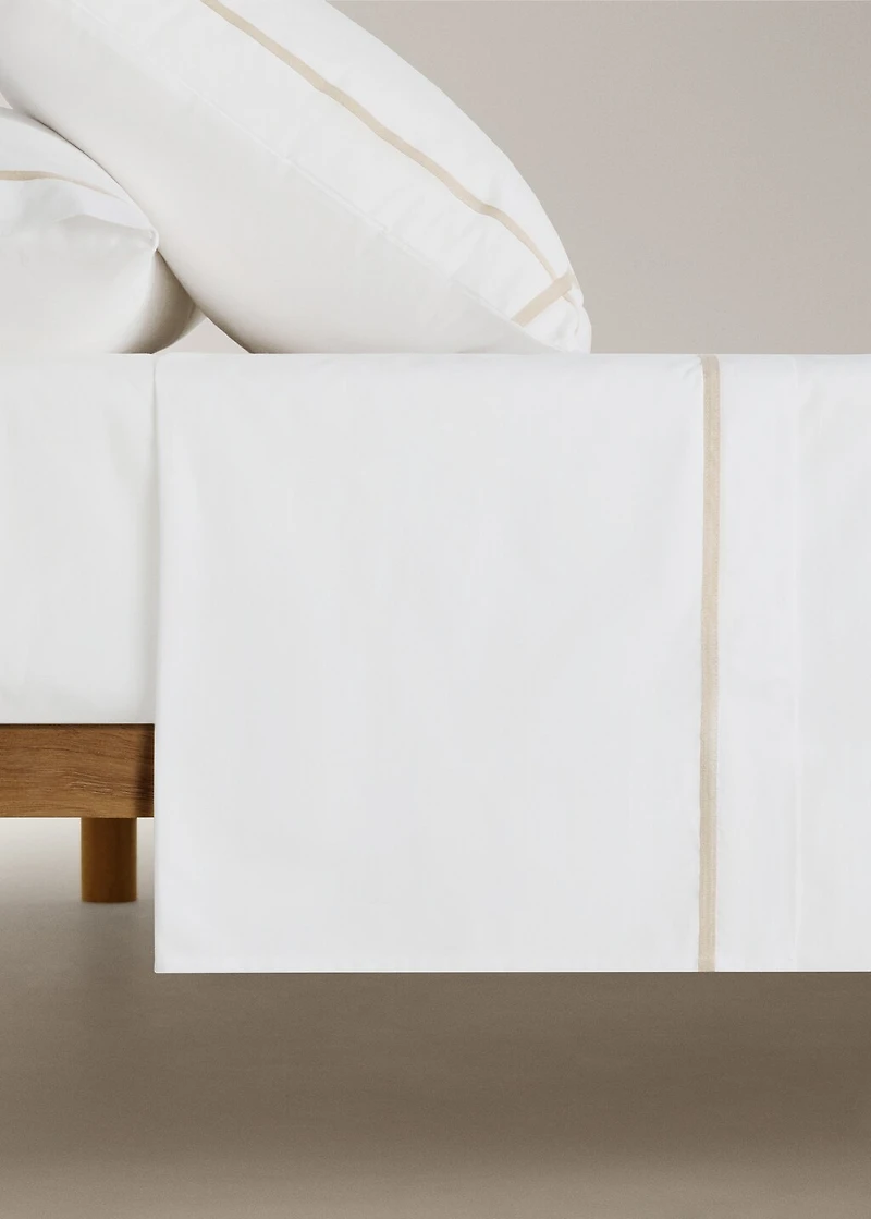 200-thread count percale cotton top sheet for 180/200 cm bed