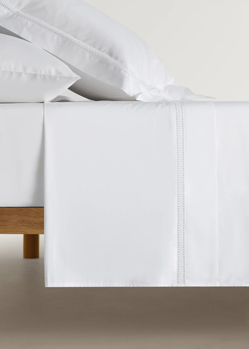 Cotton percale top sheet with inserts for 90 cm bed