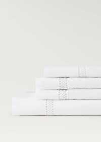 Cotton percale top sheet with inserts for 90 cm bed