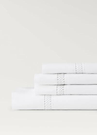 Cotton percale top sheet with inserts for 135/140 cm bed