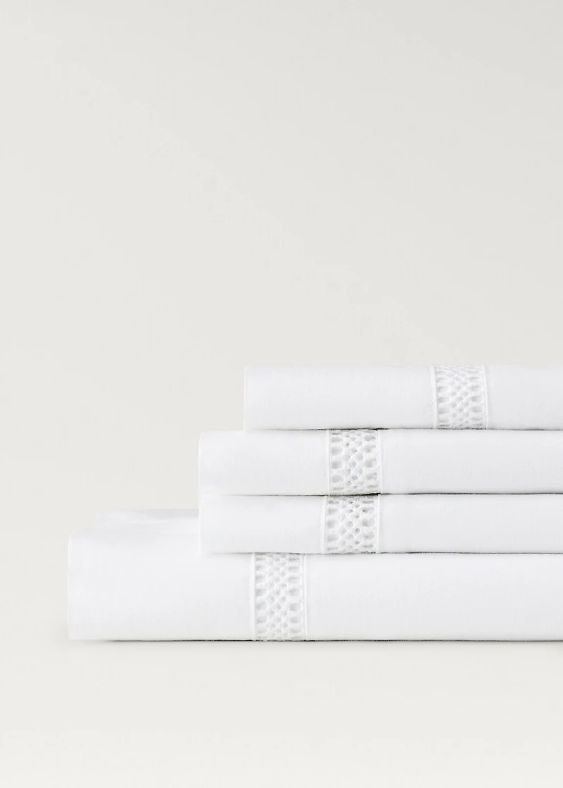 Cotton percale top sheet with inserts for / cm bed