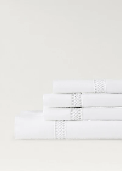 Cotton percale top sheet with inserts for / cm bed