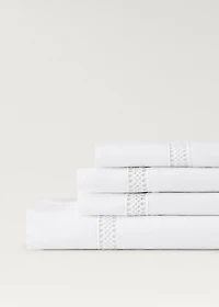 Cotton percale top sheet with inserts for / cm bed