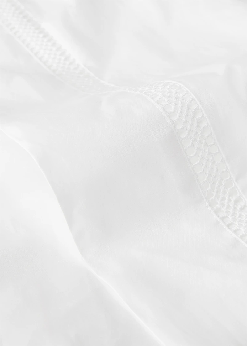 Cotton percale top sheet with inserts for / cm bed