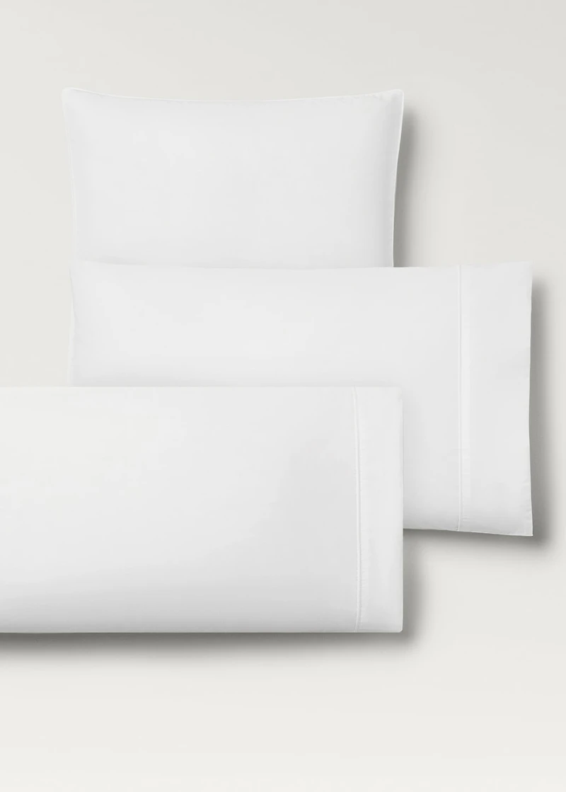 500-thread count cotton percale pillowcase with rounded piping detail 45x110 cm