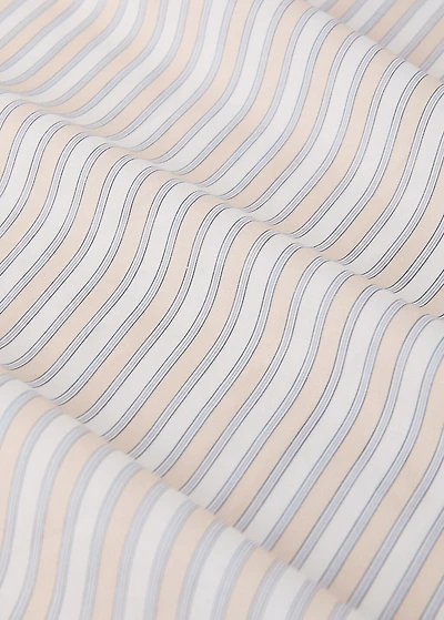 Percale cotton fitted sheet with fine-striped print for 90 cm bed