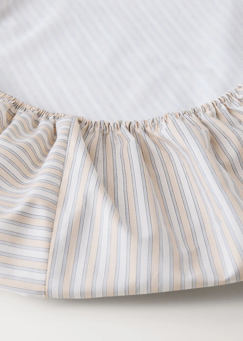 Children's percale cotton fitted sheet with fine stripe print for 135/140 cm bed