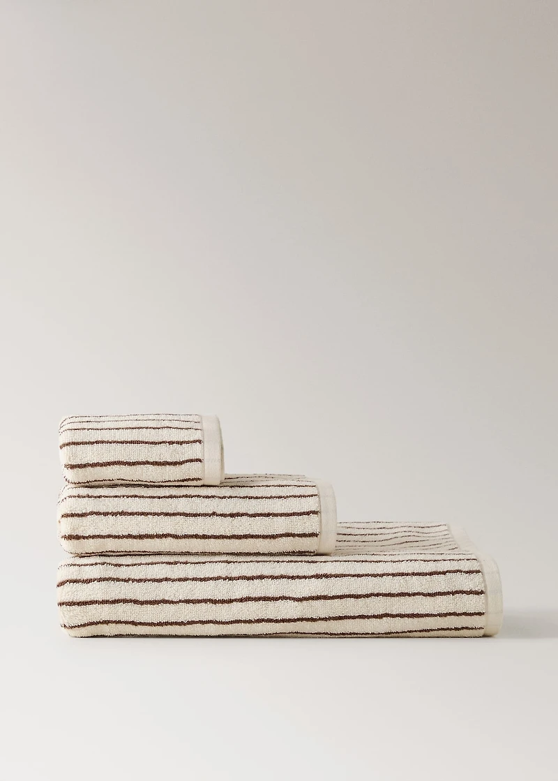 Cotton towel with two-tone stripes