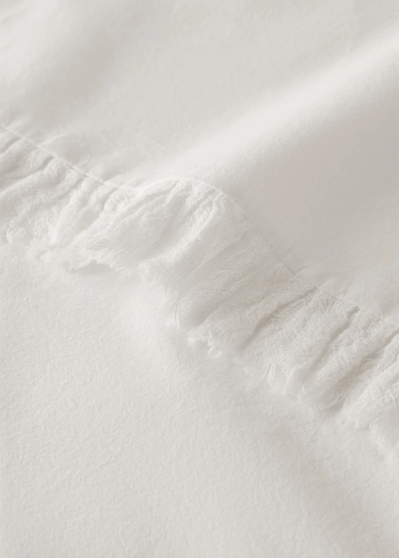 Percale cotton top sheet with gauze ruffle for 200 cm bed