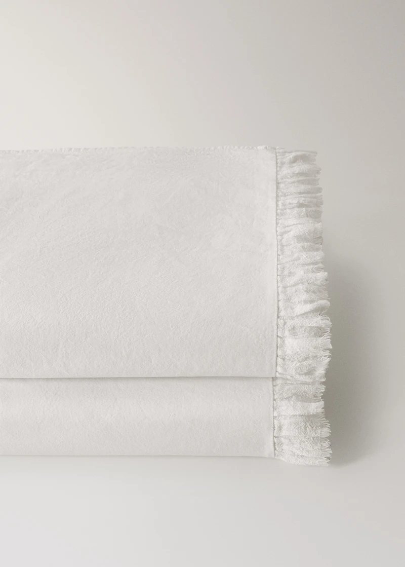 Percale cotton top sheet with gauze ruffle for 200 cm bed