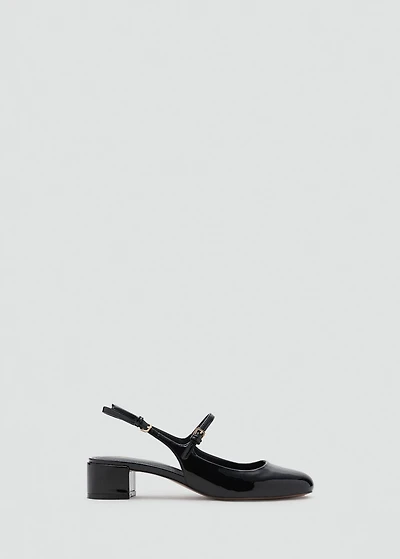 Patent leather block-heel shoes