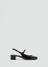 Patent leather block-heel shoes