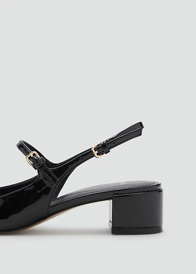 Patent leather block-heel shoes