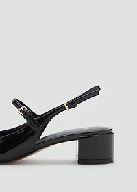 Patent leather block-heel shoes