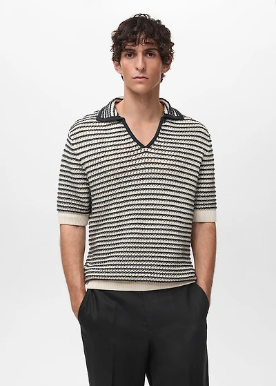 100% cotton polo shirt with striped structure