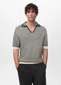 100% cotton polo shirt with striped structure