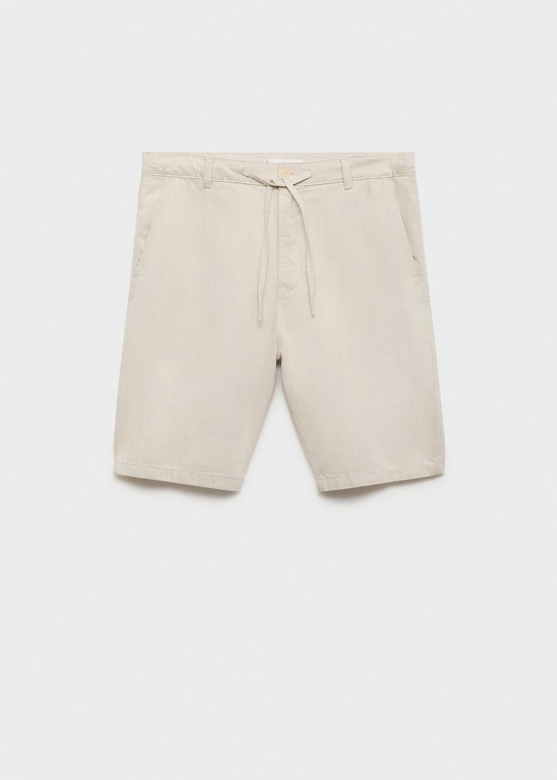 Linen-blend bermuda shorts with drawstring