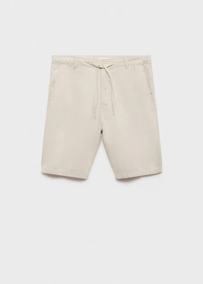Linen-blend bermuda shorts with drawstring