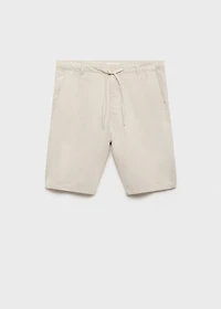 Linen-blend bermuda shorts with drawstring