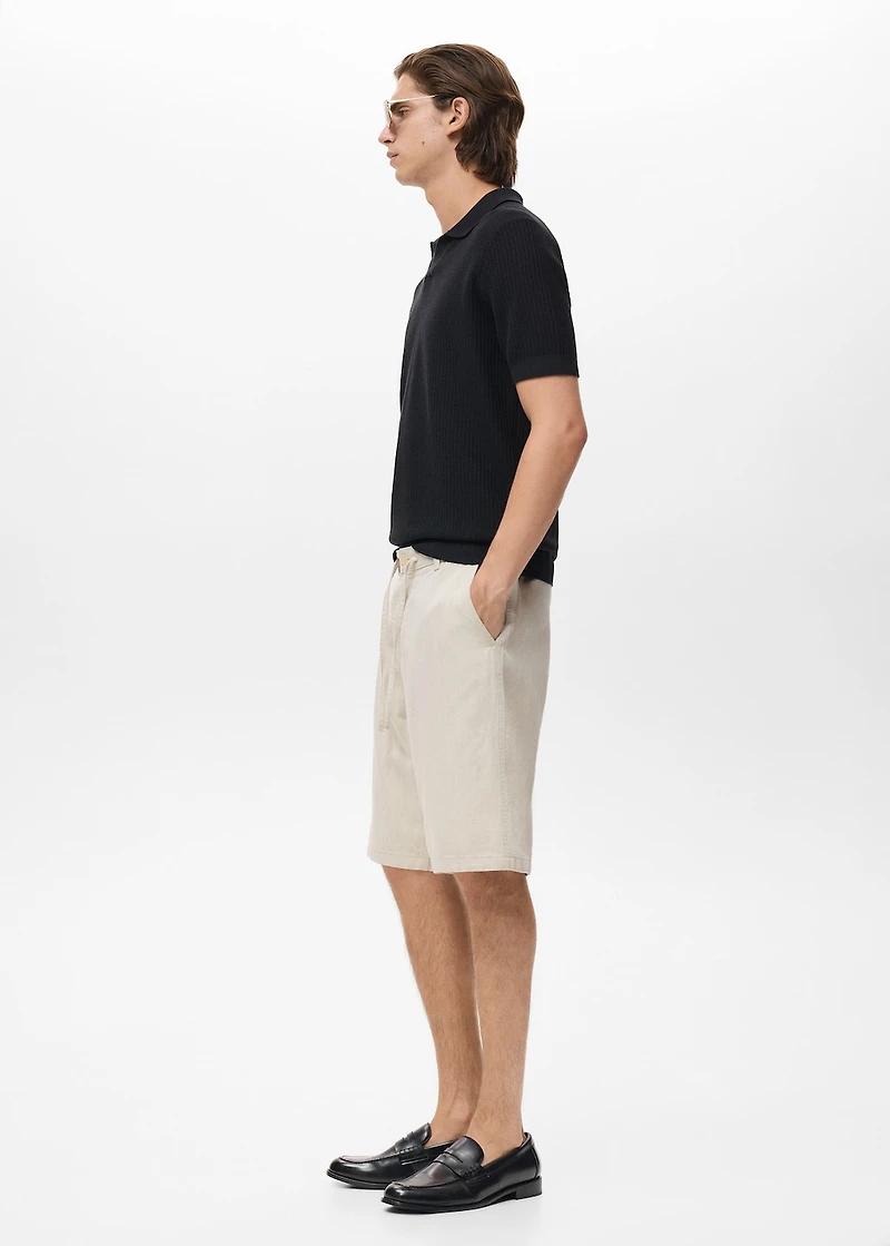 Linen-blend bermuda shorts with drawstring