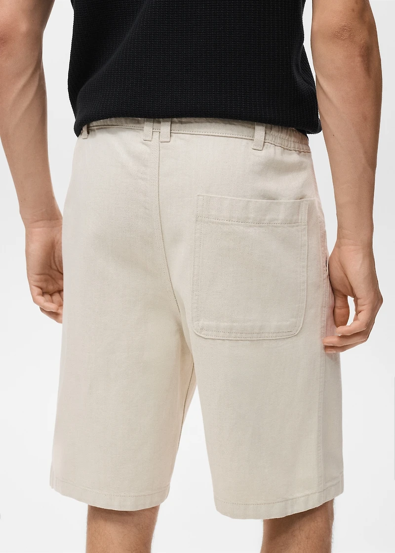 Linen-blend bermuda shorts with drawstring