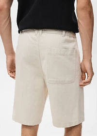 Linen-blend bermuda shorts with drawstring