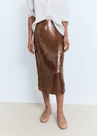 Sequinned midi-skirt