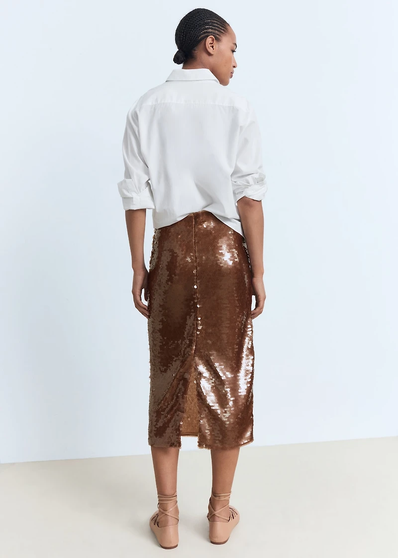 Sequinned midi-skirt